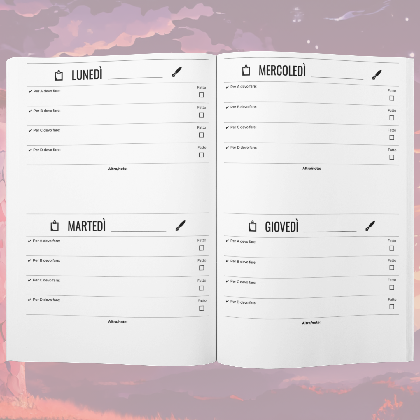 Quaderno della PRODUTTIVITÀ, per pigroni cronici (e non)