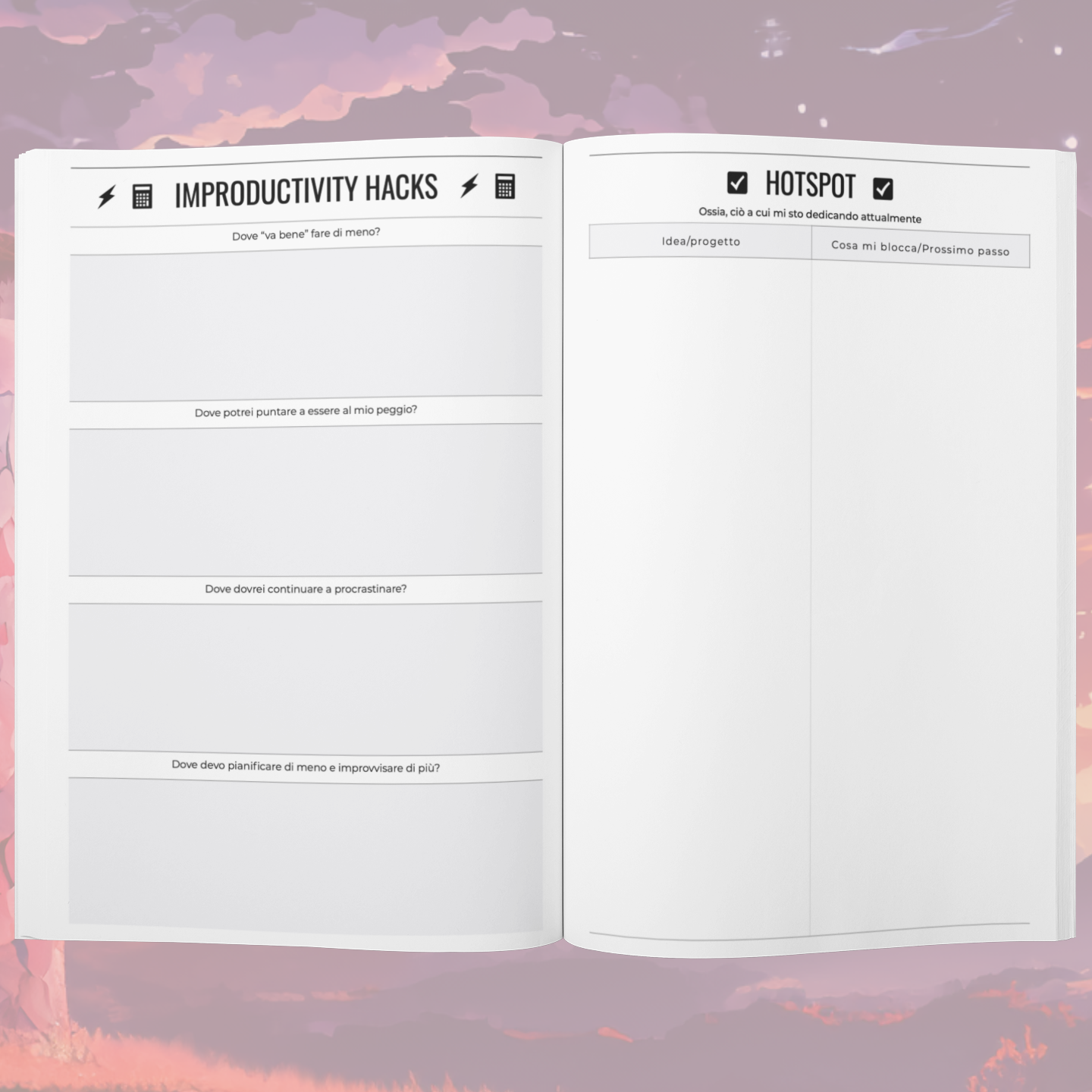 Quaderno della PRODUTTIVITÀ, per pigroni cronici (e non)